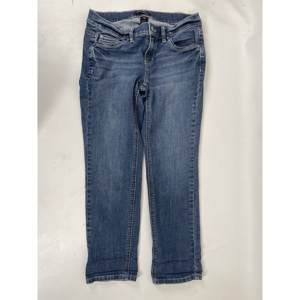 White House Black Market Noir Crop Leg Rhinestone Jeans‎ Womens Size 4 Blue